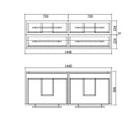 POSSEIK Waschbecken mit Unterschrank AURELION XL weiß glanz 143,2 x 50,5 x 56,6 cm
