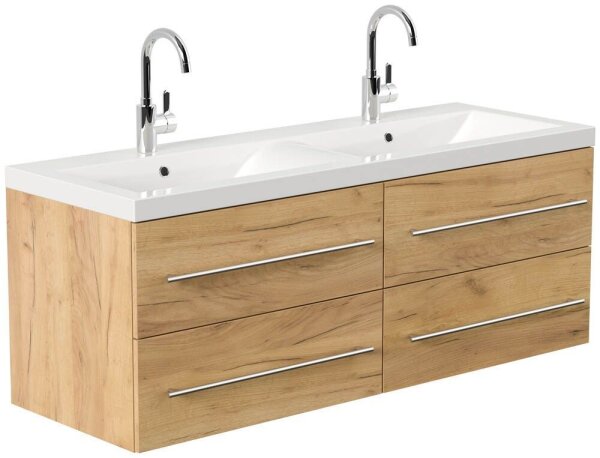 POSSEIK Waschbecken mit Unterschrank AURELION XL eiche gold 143,2 x 50,5 x 56,6 cm