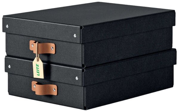 LEITZ Puro Aufbewahrungsboxen 8,0 l schwarz 27,0 x 37,0 x 10,0 cm, 2 St.