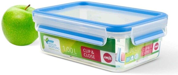 emsa Frischhaltedose CLIP & CLOSE 7,0 cm hoch transparent 1,0 l, 1 St.