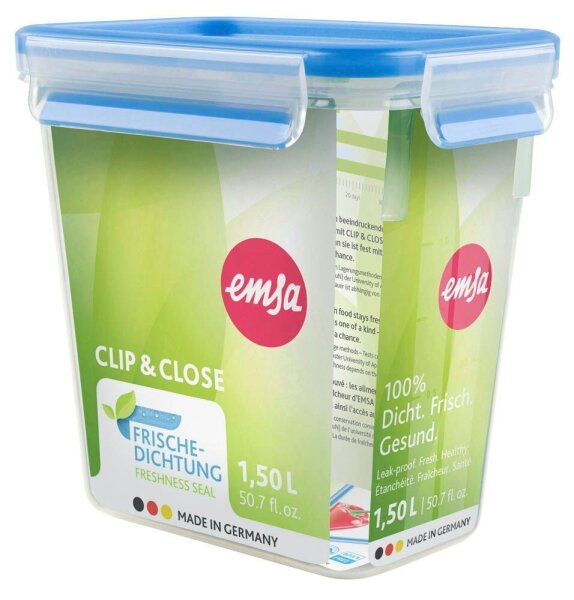 emsa Frischhaltedose CLIP & CLOSE 16,3 cm hoch transparent 1,5 l, 1 St.