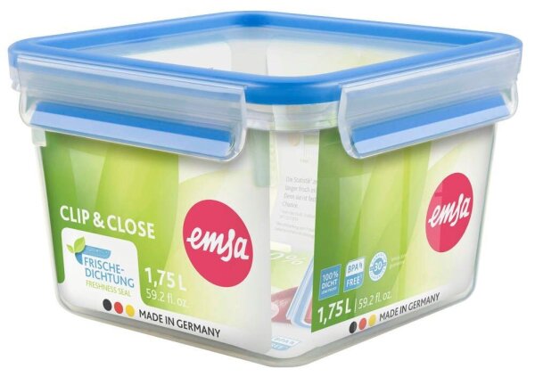emsa Frischhaltedose CLIP & CLOSE 11,1 cm hoch transparent 1,75 l, 1 St.