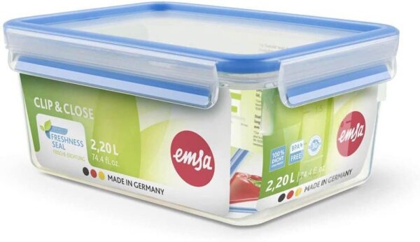 emsa Frischhaltedose CLIP & CLOSE 9,9 cm hoch transparent 2,2 l, 1 St.