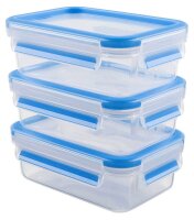 emsa Frischhaltedosen CLIP & CLOSE 7,0 cm hoch transparent 1,0 l, 3 St.