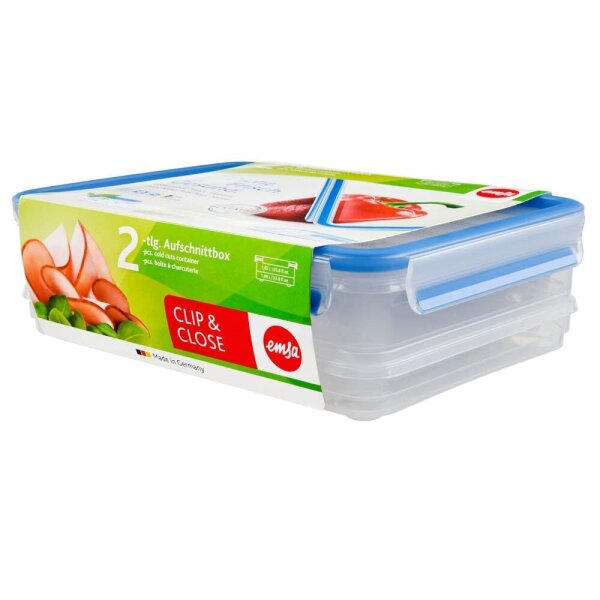 emsa Frischhaltedosen CLIP & CLOSE 8,6 cm hoch transparent 1,0/1,65 l, 2 St.
