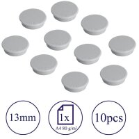 FRANKEN Haftmagnet Magnete grau, Kunststoff Ø 1,3 x 0,7 cm, 10 St.