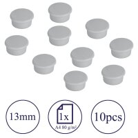 FRANKEN Haftmagnet Magnete grau, Kunststoff Ø 1,3 x 0,7 cm, 10 St.