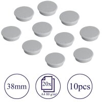 FRANKEN Magnet grau, Kunststoff Ø 3,8 cm, 10 St.