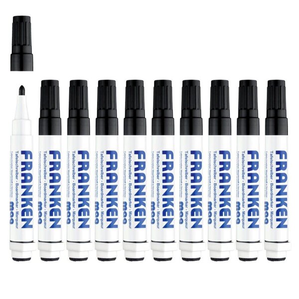 FRANKEN Whiteboard-Marker schwarz 2,0 - 6,0 mm, 10 St.