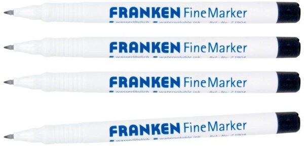 FRANKEN Fine Whiteboard-Marker schwarz 0,7 mm, 4 St.