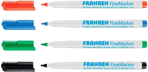 FRANKEN Whiteboard- und Flipchart-Marker farbsortiert 1,0 - 2,0 mm, 4 St.