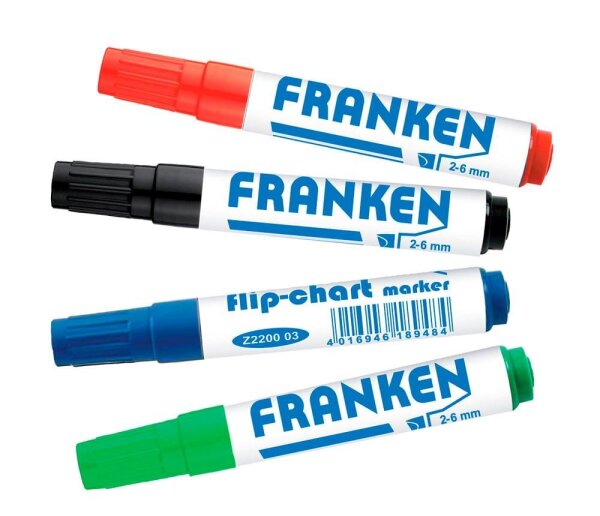 FRANKEN Flipchart-Marker farbsortiert 2,0 - 6,0 mm, 4 St.