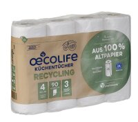 oecolife Küchenrollen 3-lagig, 4 Rollen