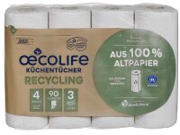 oecolife Küchenrollen 3-lagig, 4 Rollen