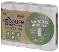 oecolife Küchenrollen 3-lagig, 4 Rollen