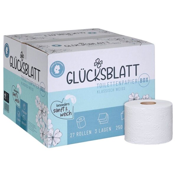 GLÜCKSBLATT Toilettenpapier klassisch weiß 3-lagig, 27 Rollen