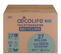 oecolife Toilettenpapier 3-lagig Recyclingpapier, 27 Rollen