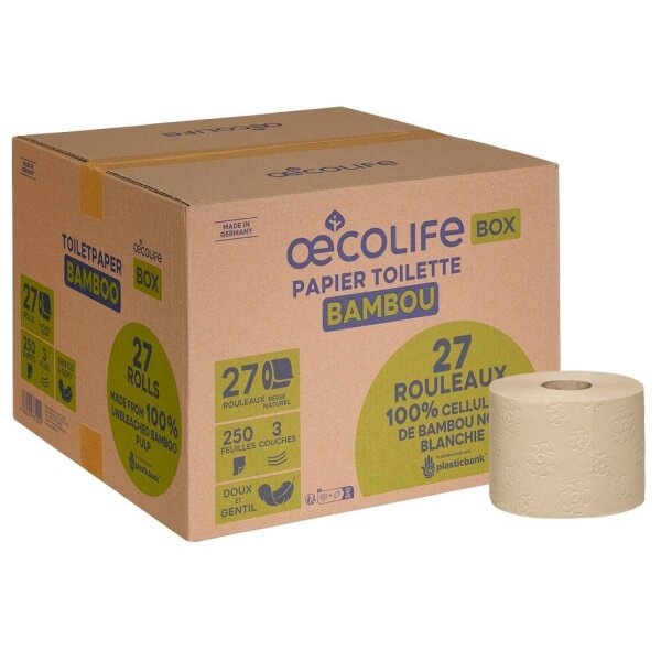oecolife Toilettenpapier Bambus 3-lagig, 27 Rollen