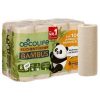 oecolife Küchenrollen Bambus 3-lagig, 8 Rollen