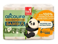 oecolife Küchenrollen Bambus 3-lagig, 8 Rollen