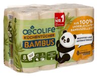 oecolife Küchenrollen Bambus 3-lagig, 8 Rollen