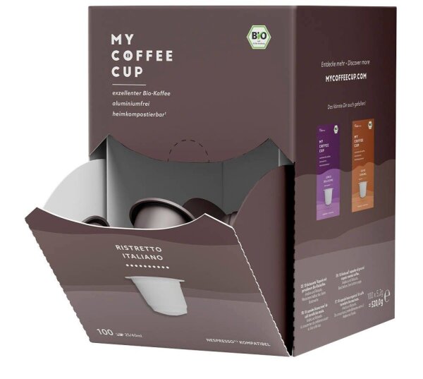 MY COFFEE CUP RISTRETTO ITALIANO Bio-Kaffeekapseln, Arabica- und Robustabohnen 100 St.
