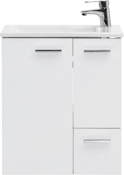 MÖBELPARTNER Waschbecken mit Unterschrank Matteo 137110 kreideweiß 50,0 x 25,0 x 60,0 cm