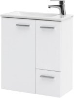 MÖBELPARTNER Waschbecken mit Unterschrank Matteo 137110 kreideweiß 50,0 x 25,0 x 60,0 cm