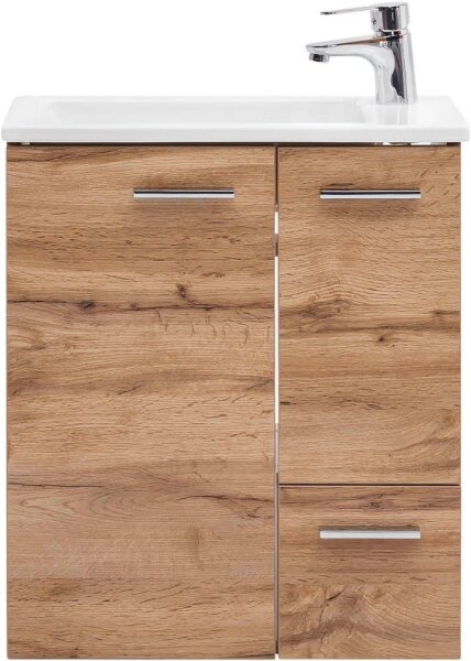 MÖBELPARTNER Waschbecken mit Unterschrank Matteo 137111 eiche landhaus 50,0 x 25,0 x 60,0 cm