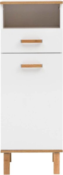 MÖBELPARTNER Badschrank Padua 142178 weiß glanz, eiche landhaus 40,4 x 35,0 x 114,5 cm