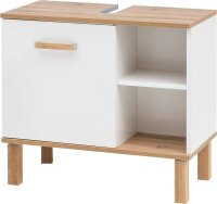 MÖBELPARTNER Waschbeckenunterschrank Padua 142176 weiß glanz, eiche landhaus 65,2 x 35,0 x 60,1 cm