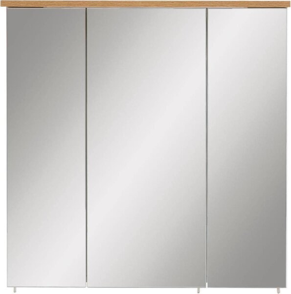 MÖBELPARTNER Spiegelschrank Padura 142296 weiß glanz, eiche landhaus 70,5 x 23,7 x 72,3 cm