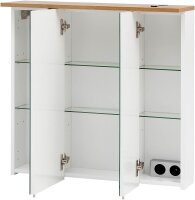 MÖBELPARTNER Spiegelschrank Padura 142296 weiß glanz, eiche landhaus 70,5 x 23,7 x 72,3 cm