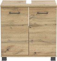 MÖBELPARTNER Waschbeckenunterschrank Nora 144919 eiche landhaus 59,8 x 32,6 x 63,4 cm