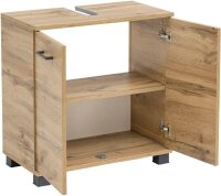MÖBELPARTNER Waschbeckenunterschrank Nora 144919 eiche landhaus 59,8 x 32,6 x 63,4 cm