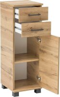 MÖBELPARTNER Badschrank Nora 144933 eiche landhaus 30,3 x 32,6 x 88,6 cm