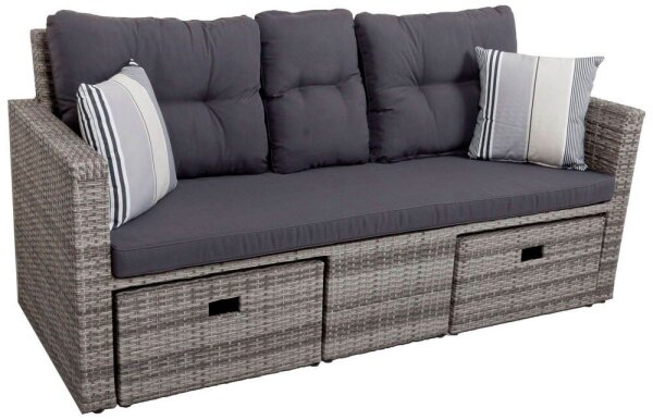 Garden Pleasure Loungesofa VALETTA, hellgrau Kunststoff, Metall, 7-teilig