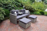 Garden Pleasure Loungesofa VALETTA, hellgrau Kunststoff, Metall, 7-teilig