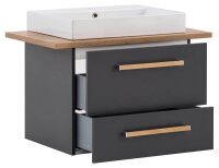 MÖBELPARTNER Waschbecken mit Unterschrank Duo 701518 anthrazit, eiche landhaus 82,2 x 50,0 x 61,5 cm