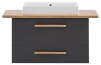 MÖBELPARTNER Waschbecken mit Unterschrank Duo 702036 anthrazit, eiche landhaus 102,2 x 50,0 x 61,5 cm