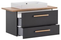 MÖBELPARTNER Waschbecken mit Unterschrank Duo 702036 anthrazit, eiche landhaus 102,2 x 50,0 x 61,5 cm
