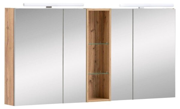 MÖBELPARTNER Spiegelschrank Duo 701523 eiche landhaus 140,0 x 16,0 x 75,0 cm