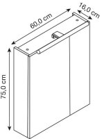 MÖBELPARTNER Spiegelschrank Duo 146542 eiche landhaus, weiß 60,0 x 16,0 x 75,0 cm