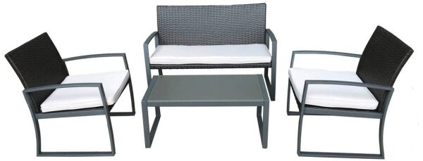Garden Pleasure Sitzgruppe GARDA weiß, anthrazit Kunststoff, Metall, 7-teilig