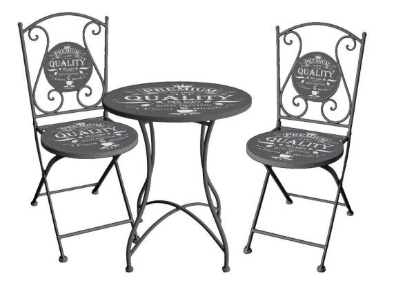 Garden Pleasure Sitzgruppe ROYAL, dunkelgrau Metall, 3-teilig