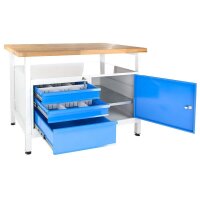 ADB Werkbank lichtgrau, blau 3 Schubladen 120,0 x 60,0 x...