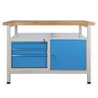 ADB Werkbank lichtgrau, blau 3 Schubladen 120,0 x 60,0 x 84,0 cm