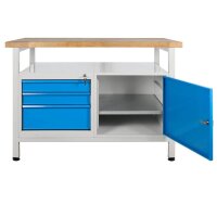 ADB Werkbank lichtgrau, blau 3 Schubladen 120,0 x 60,0 x 84,0 cm