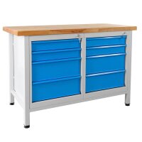 ADB Werkbank lichtgrau, RAL 5012 8 Schubladen 120,0 x 60,0 x 84,0 cm