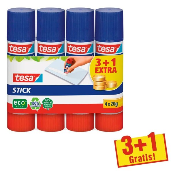 3 + 1 GRATIS: tesa ecoLogo Klebestifte 20,0 g, 3 St. + GRATIS 1 St.